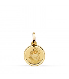 Medalla San José Oro 18K 12 mm Bisel | Medallas religiosas