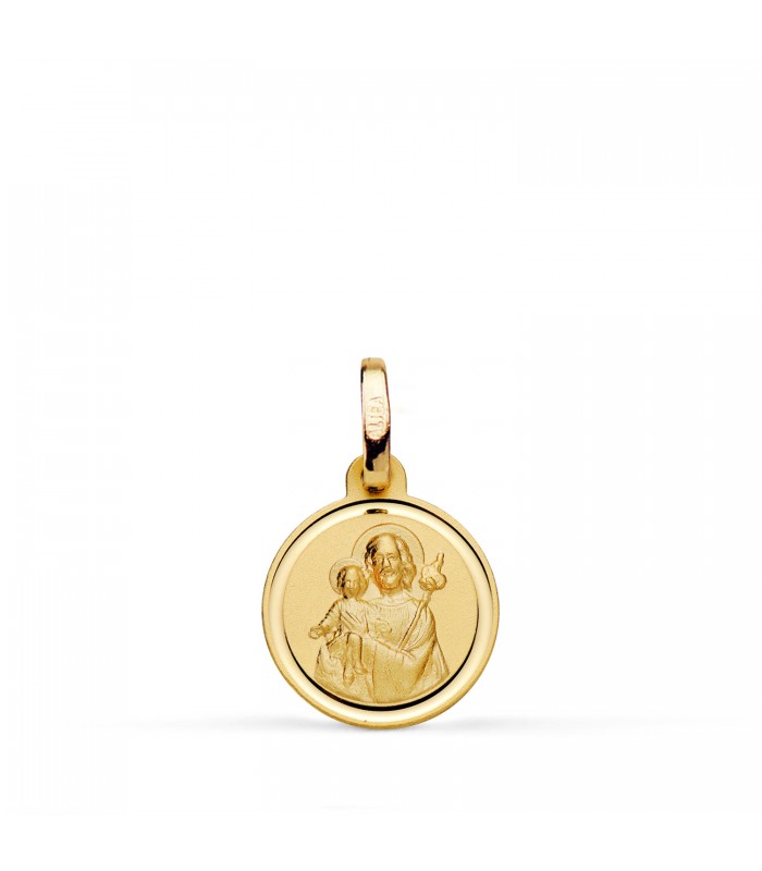 Medaille Heiliger Josef, 750er Gelbgold, Ø 12 mm, polierte Rand | Taufmedaillen