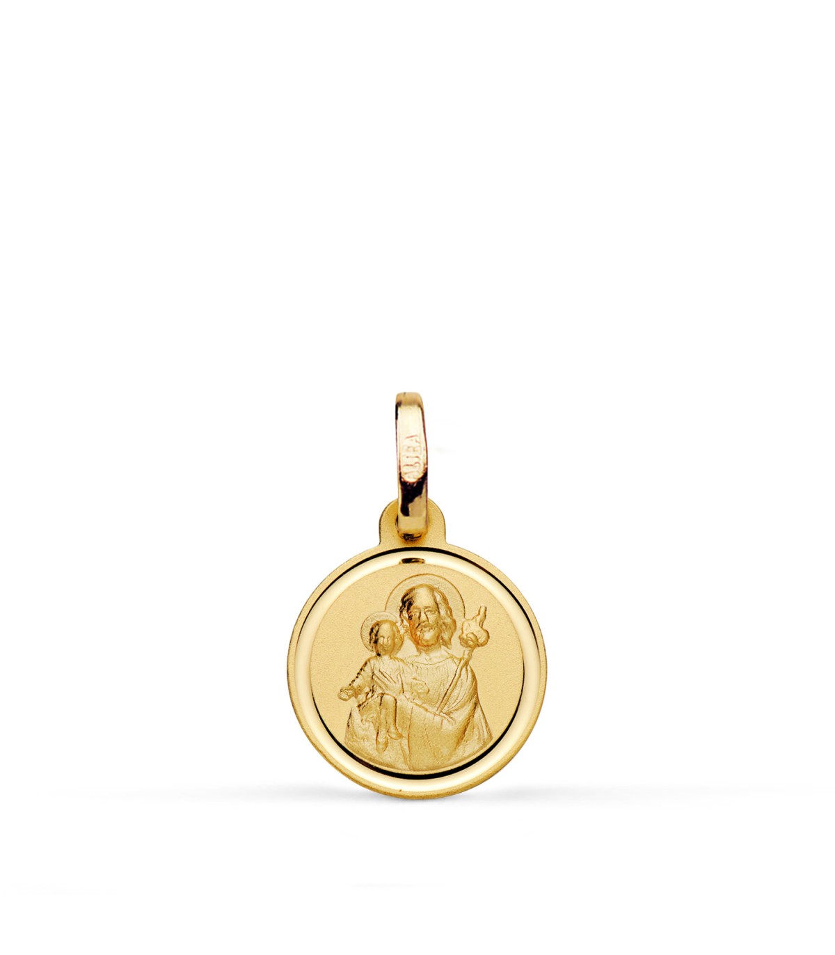 Medaille Heiliger Josef, 750er Gelbgold, Ø 12 mm, polierte Rand | Taufmedaillen