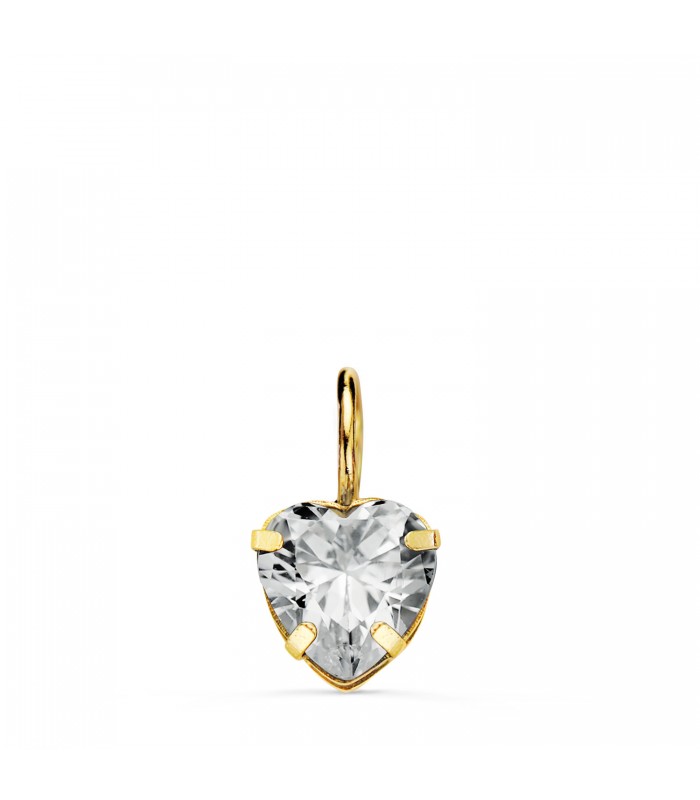Colgante corazón Oro 18K circonita 6 mm | Colgantes de mujer, piedras de colores