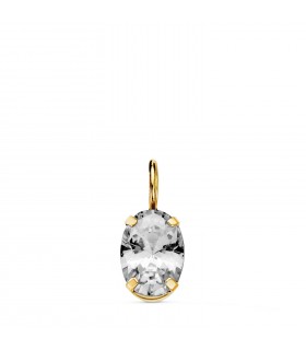 Colgante oval Oro 18K con circonita 7mm | Colgantes de mujer, piedras de colores
