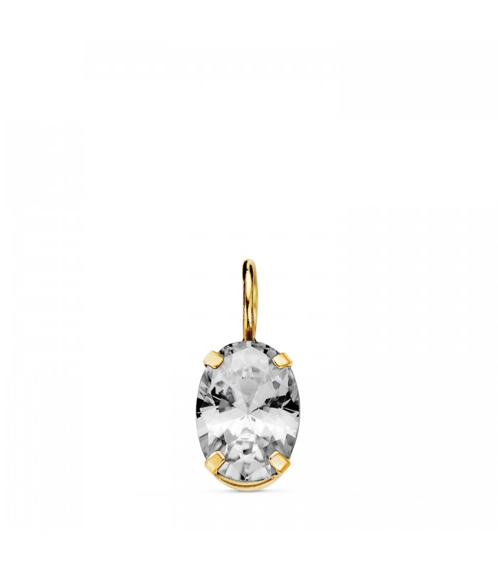 Pendentif avec oxyde de zirconium ovale, 18 K 7 mm | Pendentifs femme, bijoux en ligne