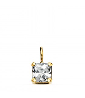 Colgante circonita Carré Oro amarillo 18K 6mm | Colgantes de mujer, piedras de colores