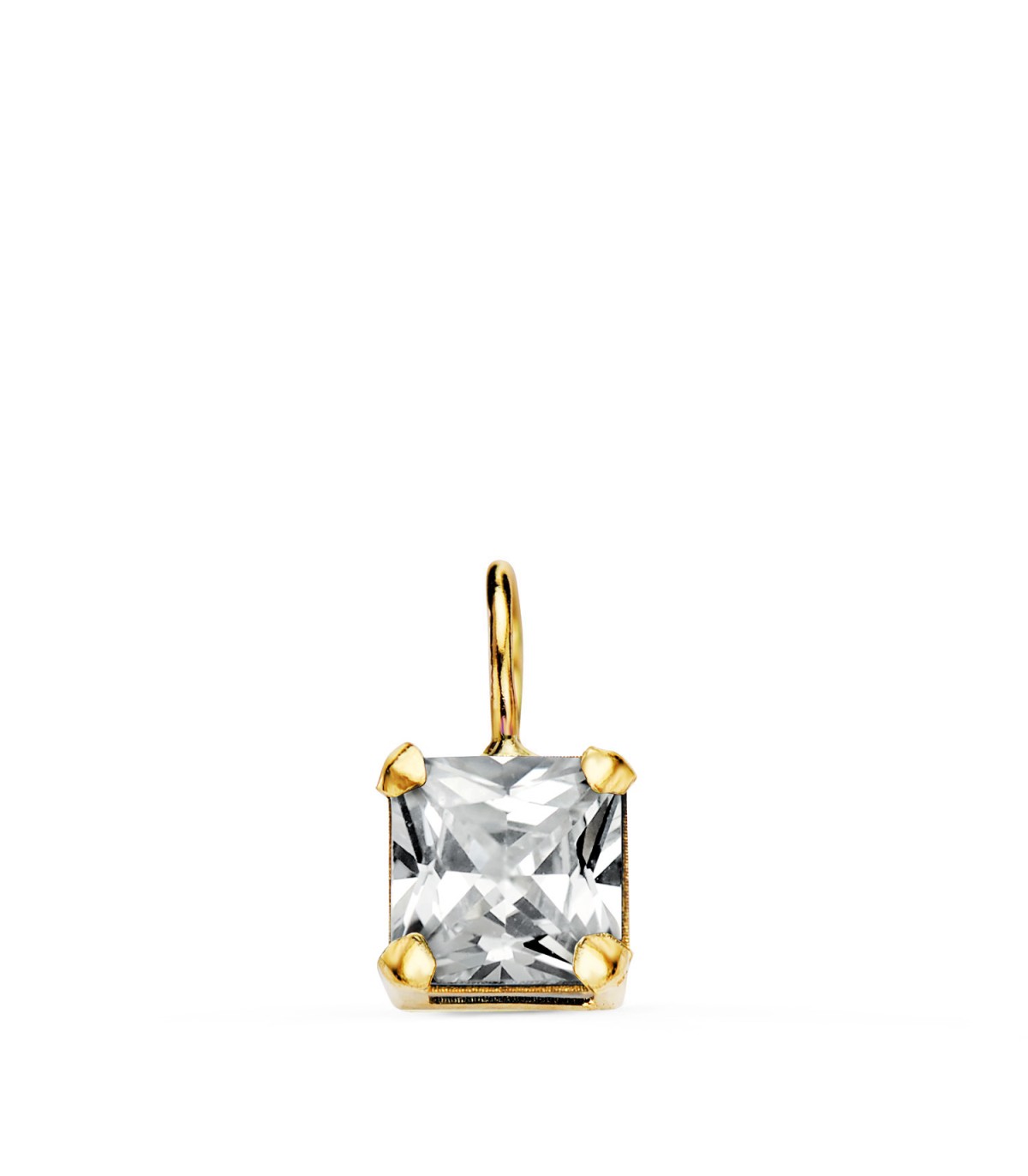 Pendentif avec oxyde de zirconium carré, Or 18 K, 6 mm | Pendentif pour femme, bijoux en ligne