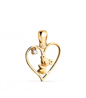 Pendentif koala et cœur, or 18 carats, 15 mm - Cadeau idéal pour maman | Pendentifs pour femme ALDA