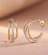 Boucles d'oreilles créoles à trois fils, 2 ors 750, modèle Kenza 16 mm - Bijoux femme