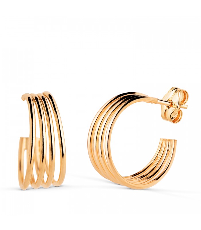 Pendientes aros anchos y abiertos, modelo Taylor oro 18K - Pendientes modernos mujer