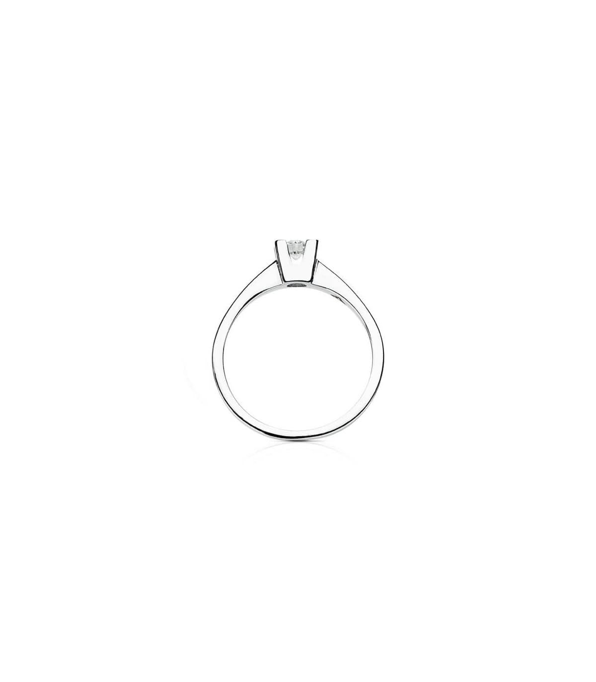 Solitario diamante 0.150 quilates. Anillo Parisee oro blanco 18 kilates. Joyería online.