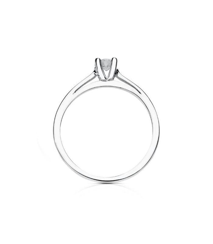 Bague diamant solitaire Provenzze. Bague or blanc 18 carats. 750/1000.