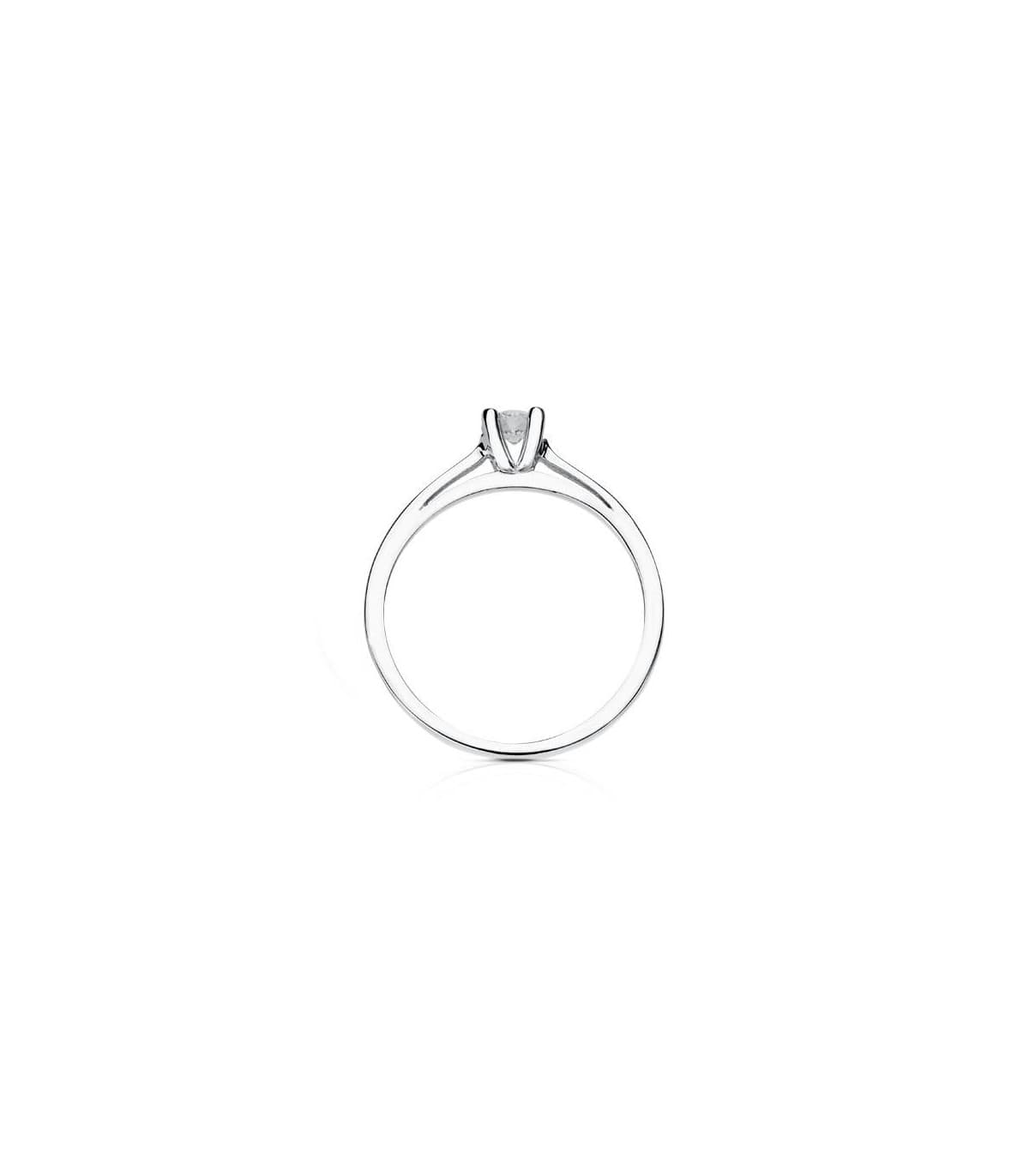 Anillo compromiso Provenzze oro blanco 18 kilates. Anillo con diamante 0.200 Qtes.