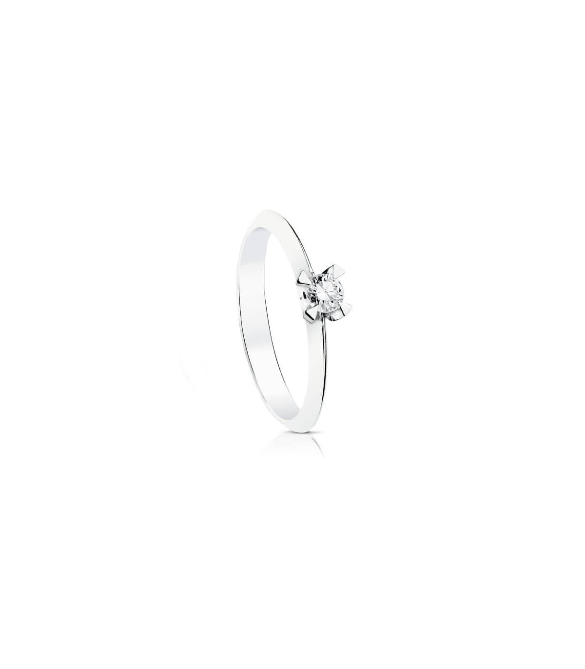 Solitario diamante Veronessi 0.150 ct Oro bianco 18 Kt.