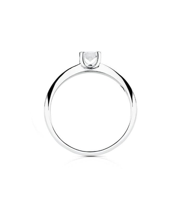 Anillo compromiso oro blanco Veronessi. Solitario de diamantes mujer 0.150 quilates.