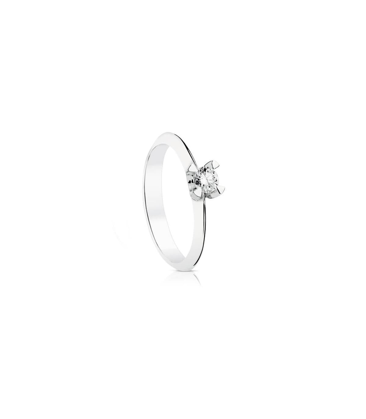 Solitario diamante Veronessi 0.200 ct Oro bianco 18 Kt.