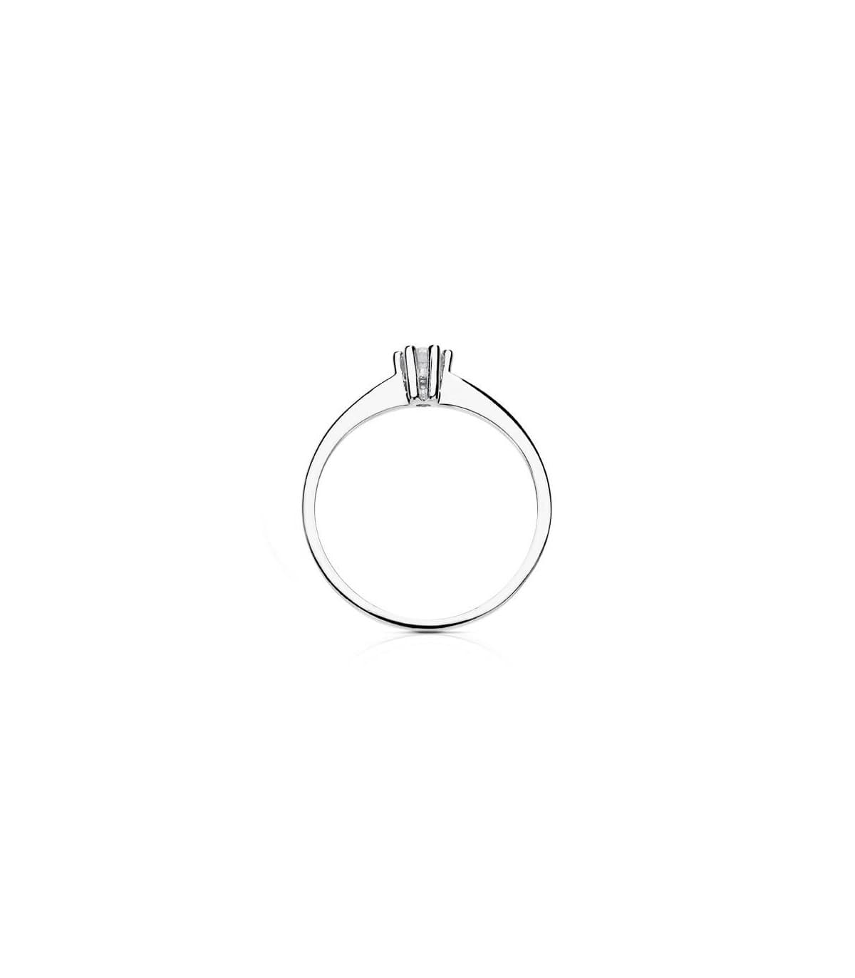 Bague solitaire or Grattia 0.10 ct. Bague avec diamant or blanc 18 carats. Bijouterie en ligne.
