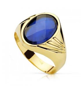 Chevalière homme Adriano Spinelle Bleue 18 Carats