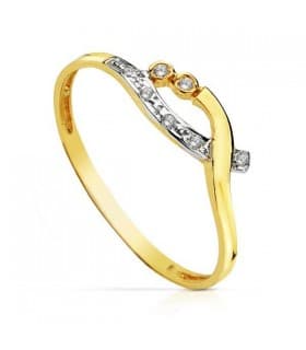 Ring ANYA 18K Gold, fließende Form, Gelb- und Weißgold mit Zirkonia