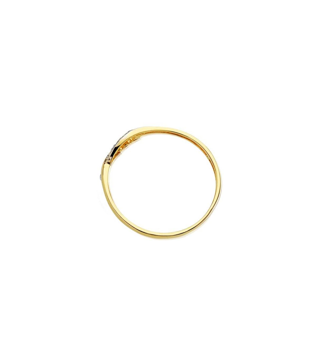 Ring ANYA 18K Gold, fließende Form, Gelb- und Weißgold mit Zirkonia