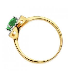 Halo Smaragd Ring Gold 19404 | Ring für Damen aus 750er Gelb- und Weißgold (18 Karat)