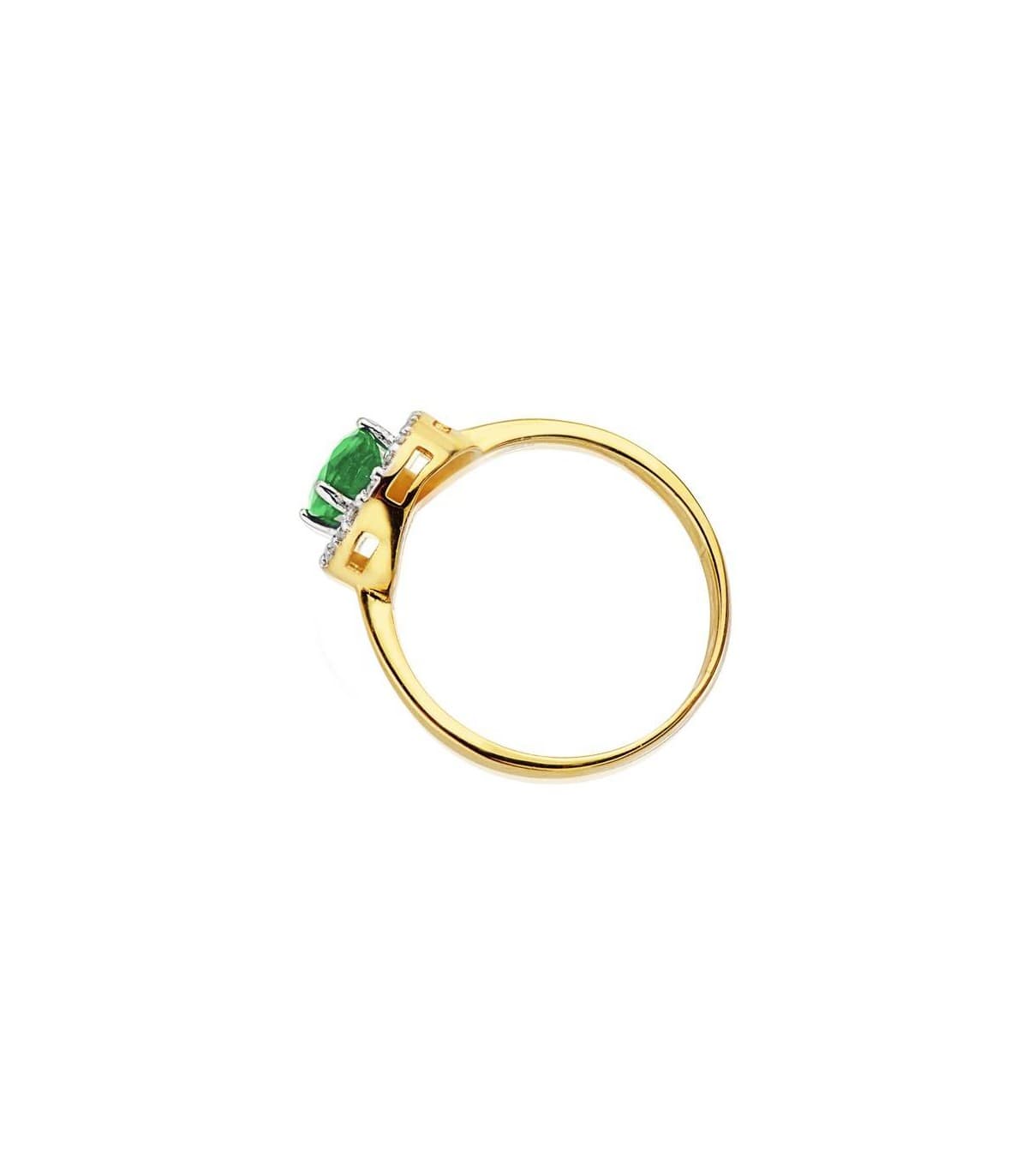 Halo Smaragd Ring Gold 19404 | Ring für Damen aus 750er Gelb- und Weißgold (18 Karat)