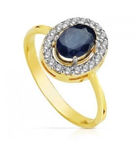 Halo Saphir Ring Gold 19404-ZA - Ring für Damen aus 750er Gelb- und Weißgold (18 Karat)