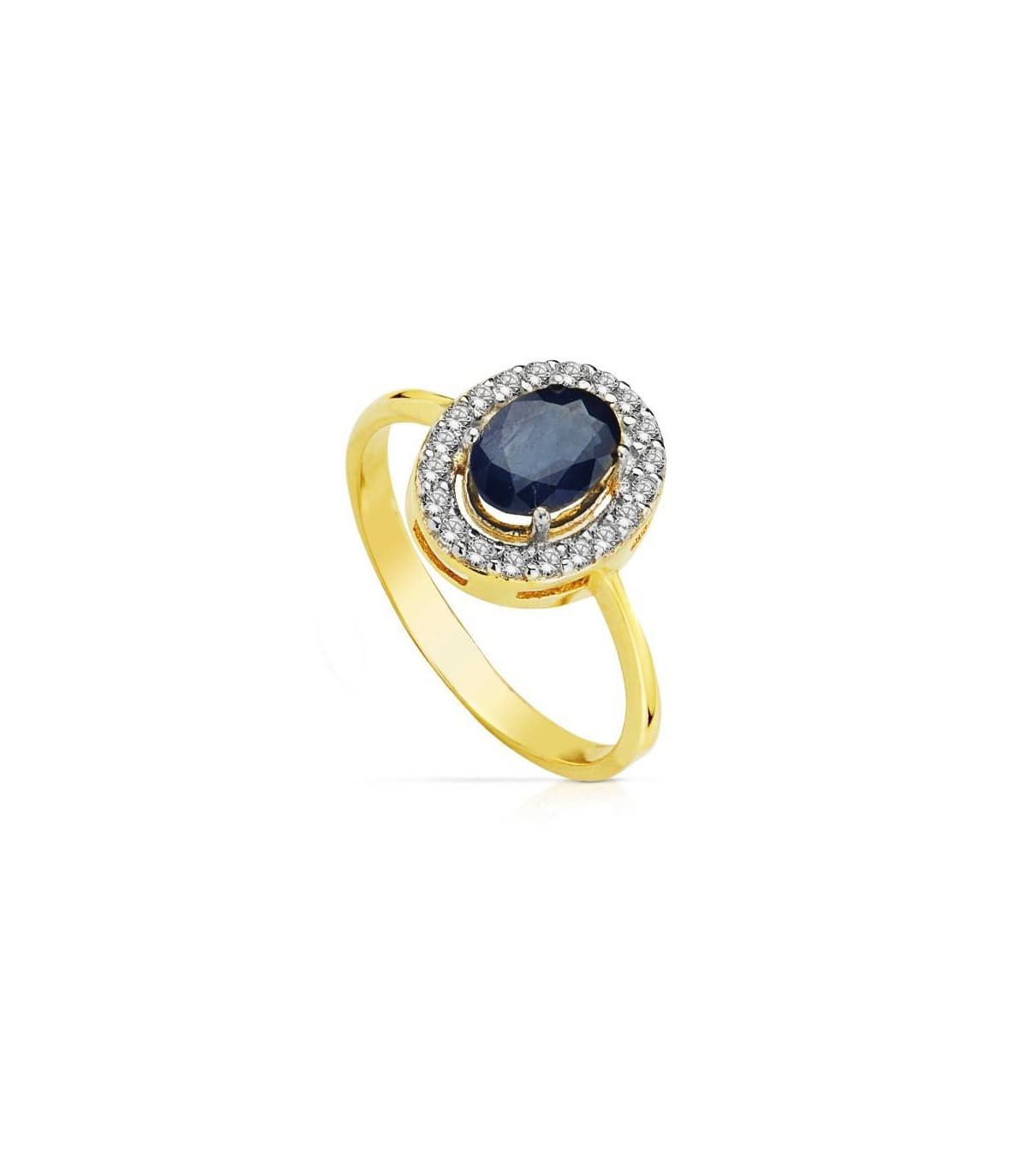 Halo Saphir Ring Gold 19404-ZA - Ring für Damen aus 750er Gelb- und Weißgold (18 Karat)