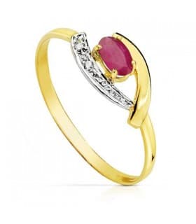 Bague femme avec pierre précieuse rubis en or 18k. Cadeaux et bijoux pour femmes
