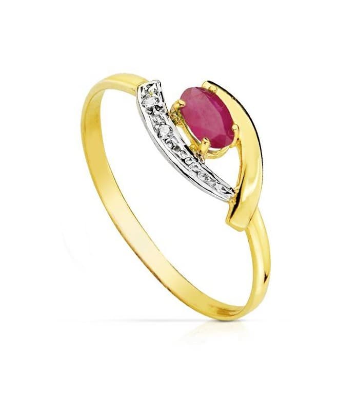 Sortija Juliette Rubí Oro bicolor 18K. Anillos con piedras preciosas. Joyas mujer.