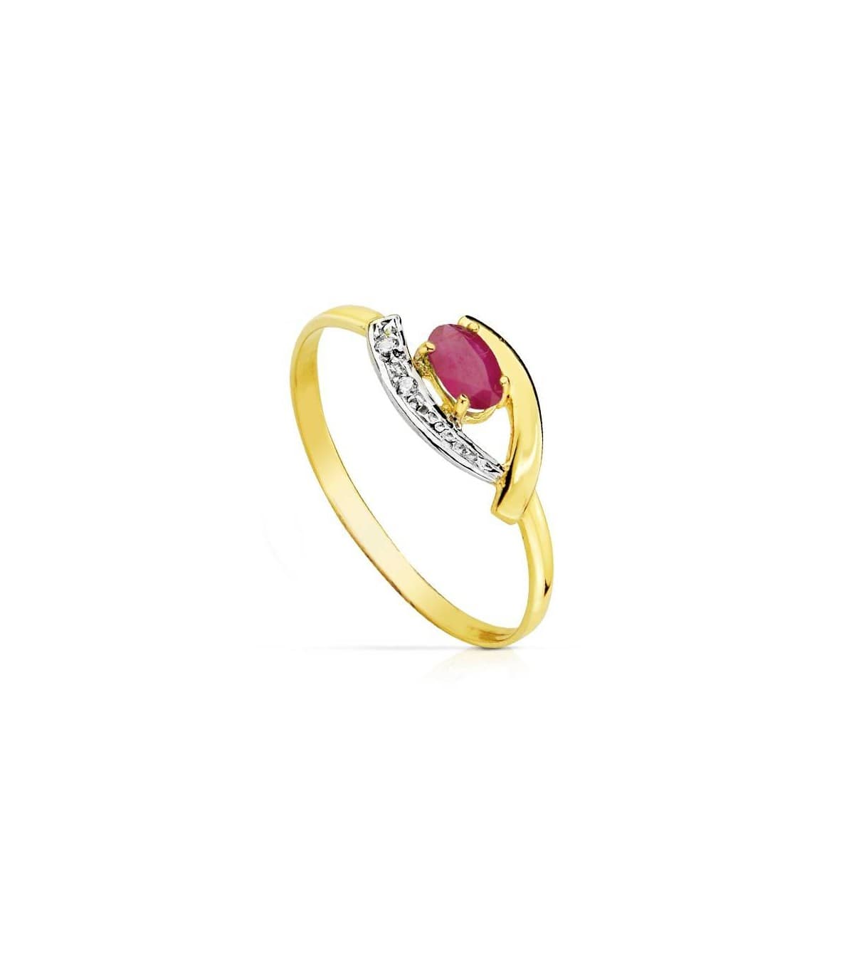 Sortija Juliette Rubí Oro bicolor 18K. Anillos con piedras preciosas. Joyas mujer.