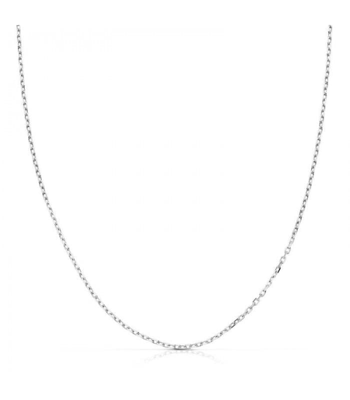 Collana catena da donna a maglia  Diamantata forzatina - Oro bianco 750 45 cm