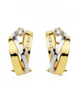Orecchini in oro bicolore Arantxa 18 carati, modello a fascia e zirconi | Gioielli donna online