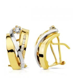 Orecchini in oro bicolore Arantxa 18 carati, modello a fascia e zirconi | Gioielli donna online
