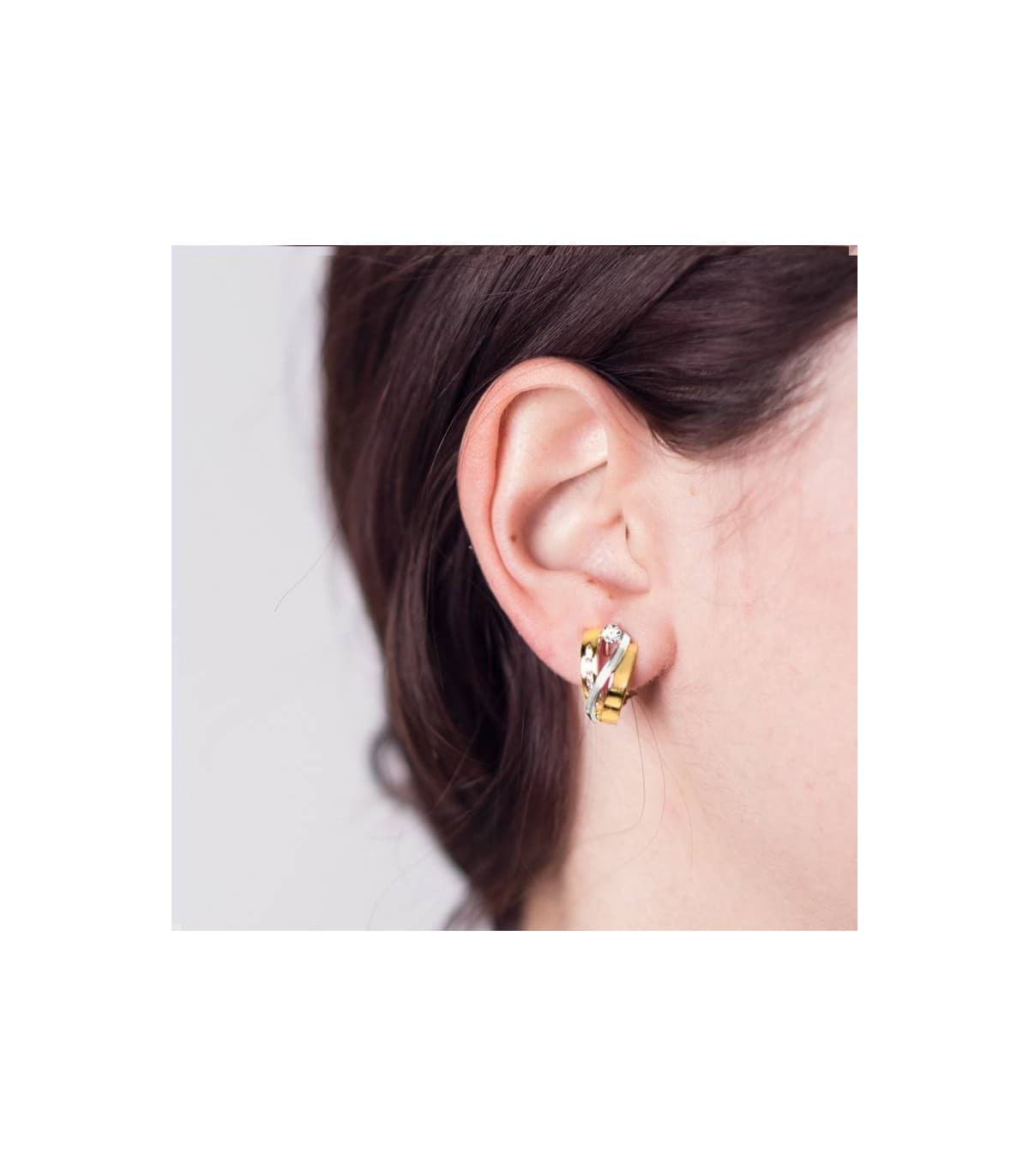 Ohrringe Gold 18K Bicolor: Ohrstecker und Ohrclips | Schmuck Damen online kaufen