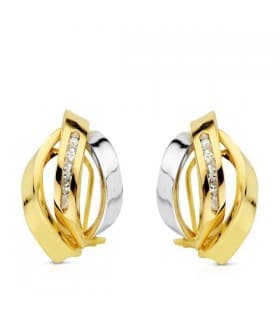 Orecchini in oro bicolore Edurne 18 carati, modello a fascia e zirconi | Gioielli donna online