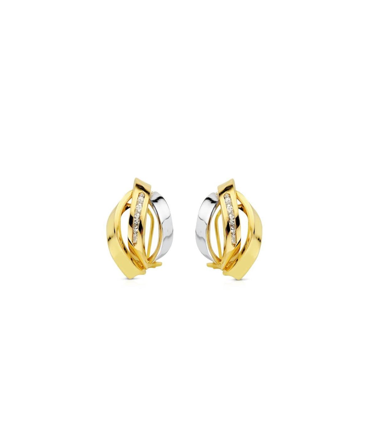 Orecchini in oro bicolore Edurne 18 carati, modello a fascia e zirconi | Gioielli donna online