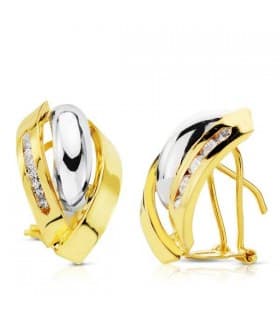 Orecchini in oro bicolore Idaira 18 carati, modello a fascia e zirconi | Gioielli donna online