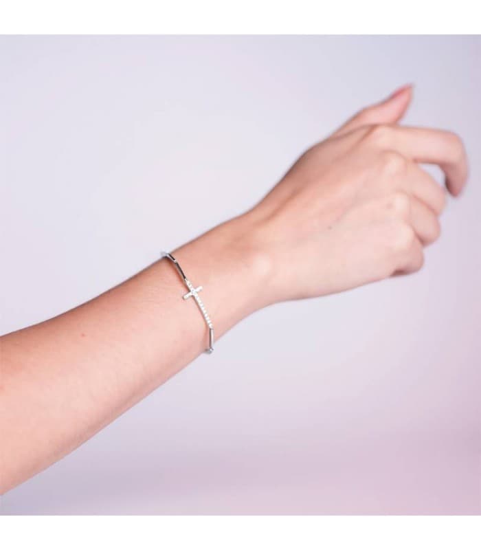 Pulsera Cruz White 18 ktes