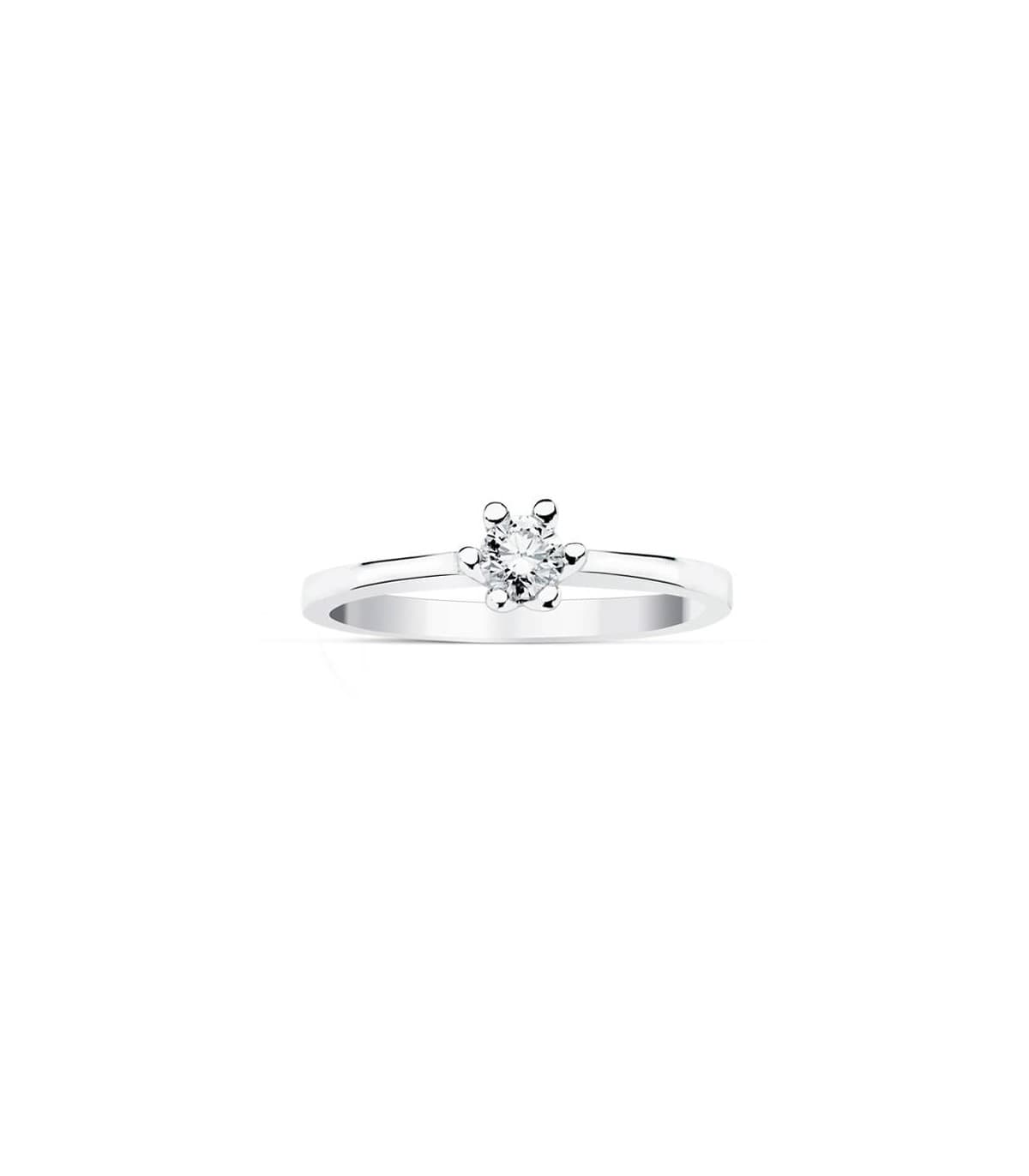 Solitaire avec diamant Grattia. Bague femme or blanc. Alda Joyeros, haute joaillerie.