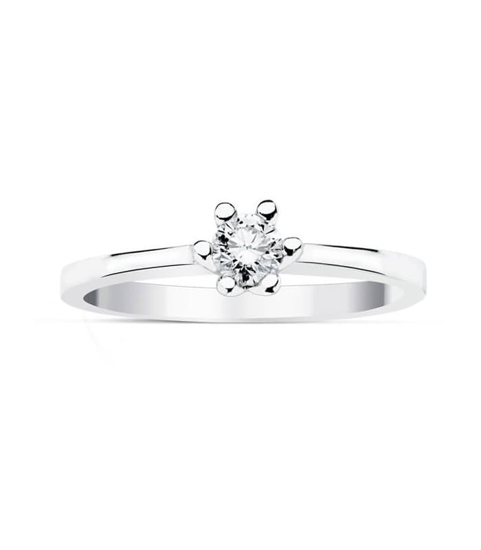 Solitario diamante 0.200 quilates. Anillo Grattia oro blanco 18 kilates. Joyería online.