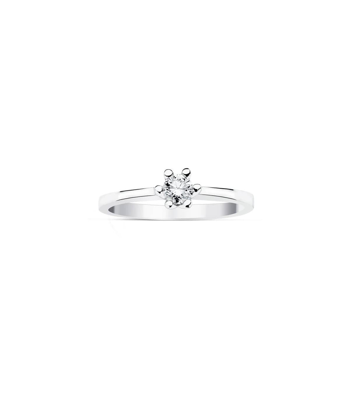 Solitario diamante 0.200 quilates. Anillo Grattia oro blanco 18 kilates. Joyería online.