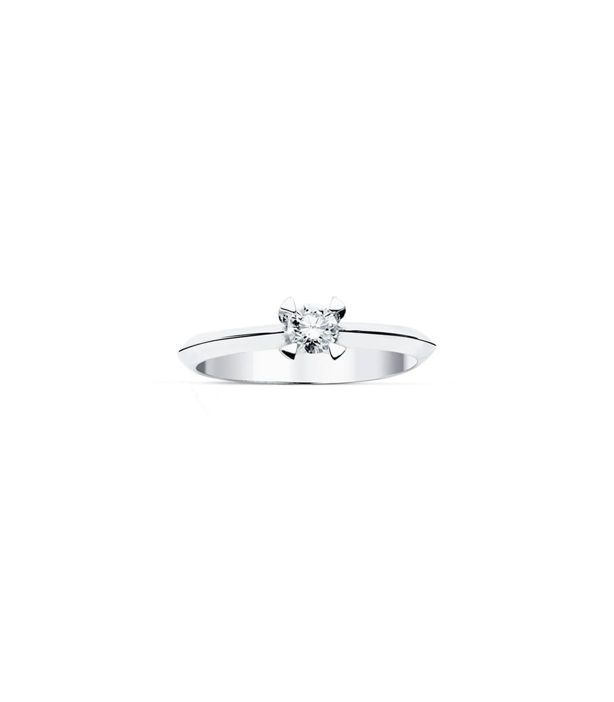 Bague diamant or blanc Veronessi. Solitaire or blanc 18 carats. 750/1000.