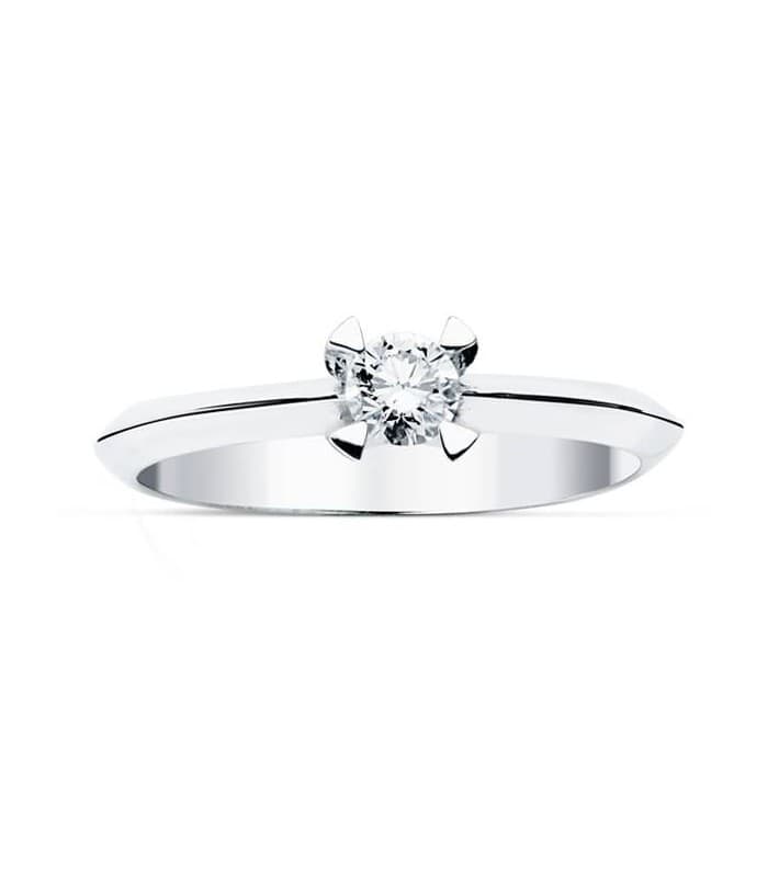 Bague diamant et or blanc 18 carats Veronessi. Solitaire diamant 0.200 ct.