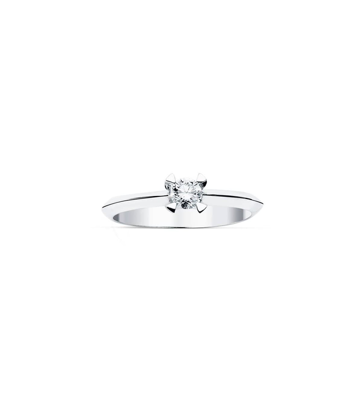 Bague diamant et or blanc 18 carats Veronessi. Solitaire diamant 0.200 ct.