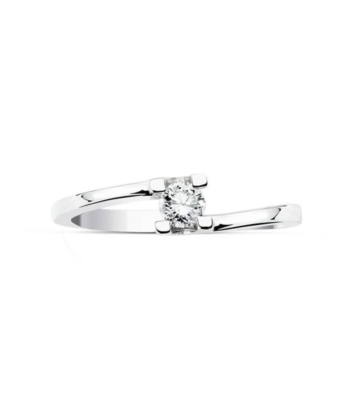 Bague diamant solitaire Lorien 18 carats. Diamant solitaire 0.100 ct. Alda Joyeros.