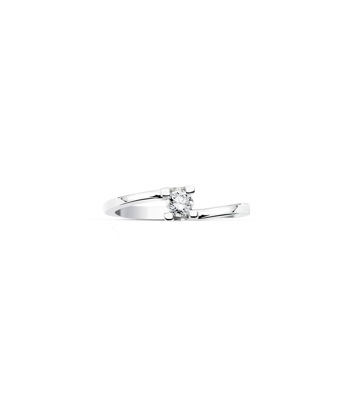 Anillo Lorien 18 kilates. Solitario compromiso oro blanco con diamante 0.100 Qtes.