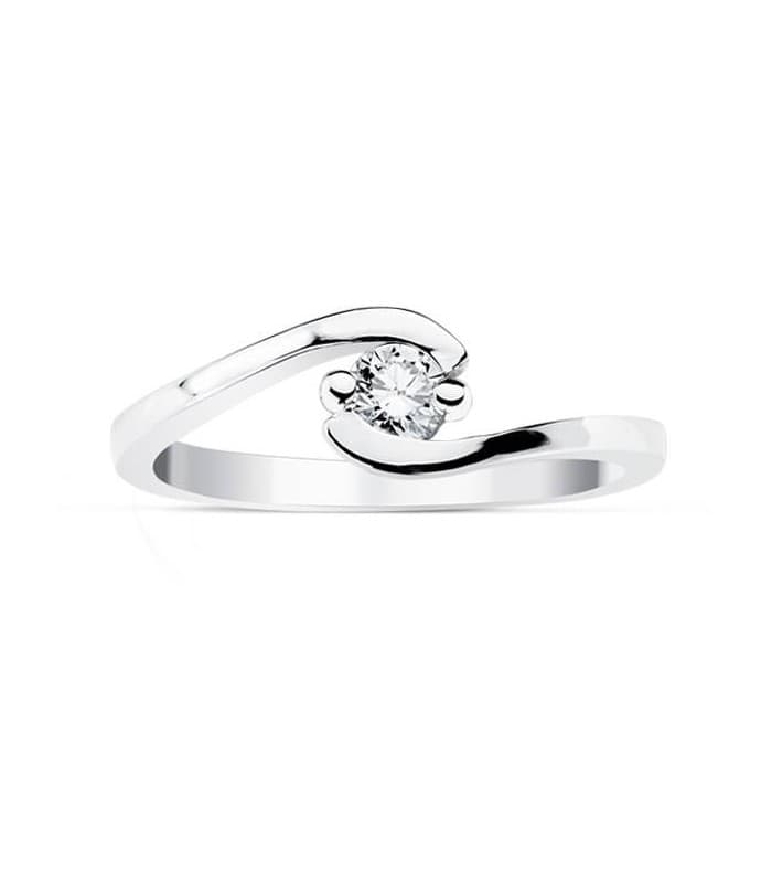 Bague diamant et or blanc pour femme. Solitaire Milanesse. Alda Joyeros.