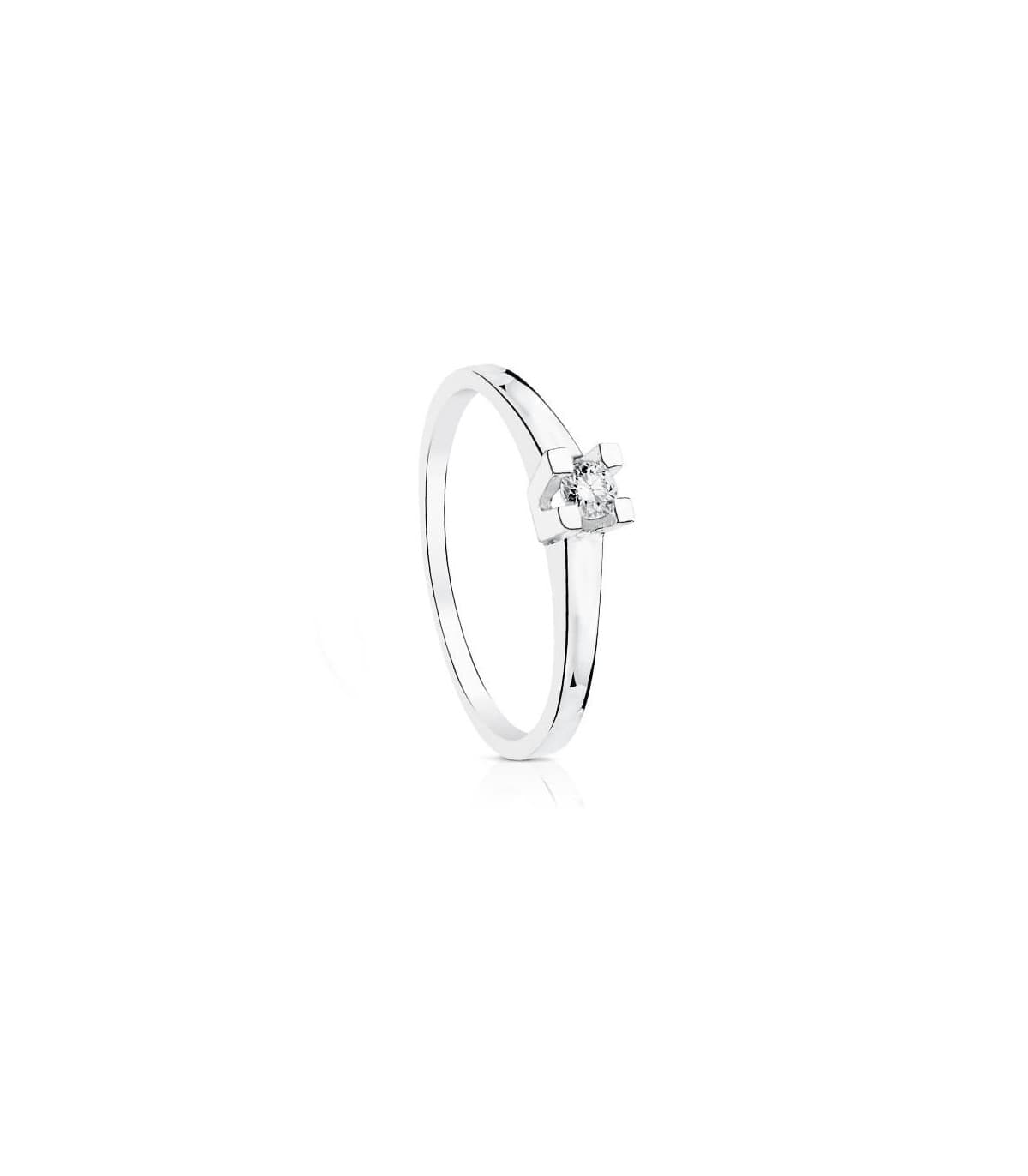 Solitario diamante Parisee 0.100 ct Oro Bianco 18 Kt.