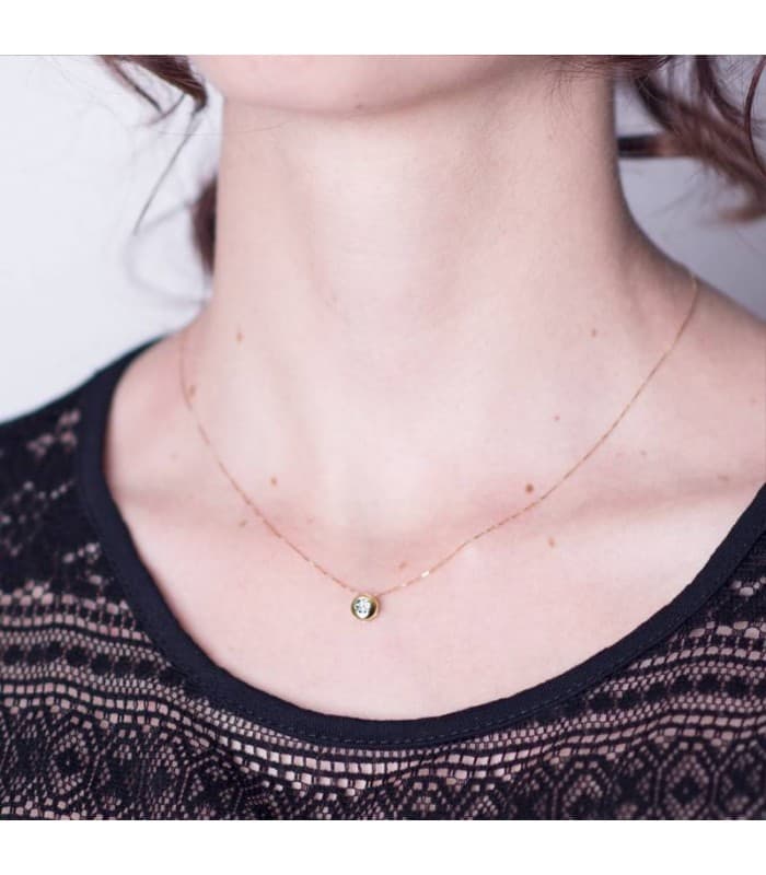 Gargantilla Collar mujer Oro Amarillo 18 Ktes chatón punto de luz 6 mm regalo mamá navidad