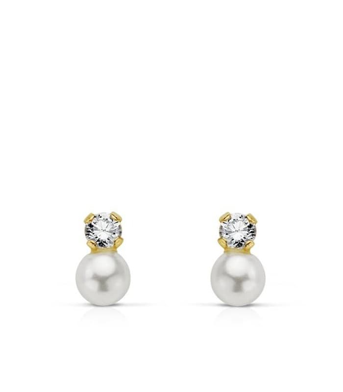Orecchini bimba oro giallo Elda 3 mm 18 Kt Perla coltivata.