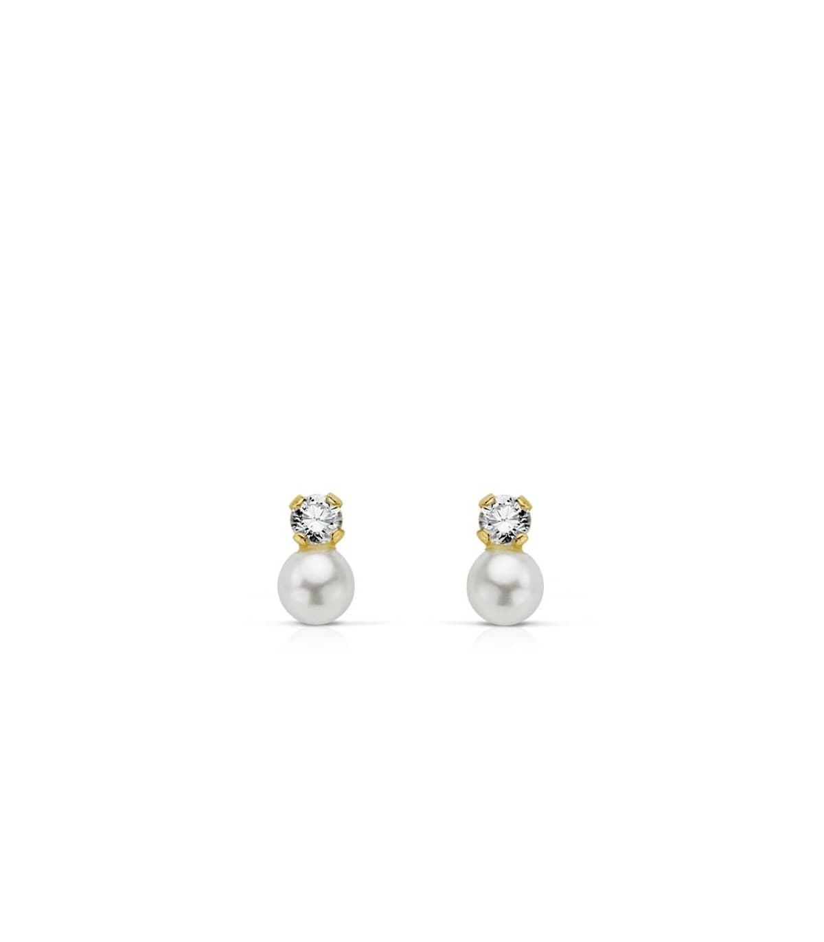 Orecchini bimba oro giallo Elda 3 mm 18 Kt Perla coltivata.