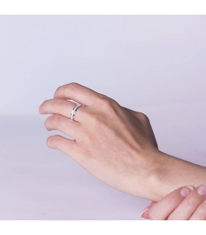 Alliance pour femme. Bague Perugia 18 carats or blanc. Alda Joyeros.